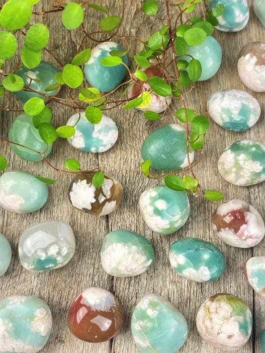 Agat Grön Blomster Cuddle Stone